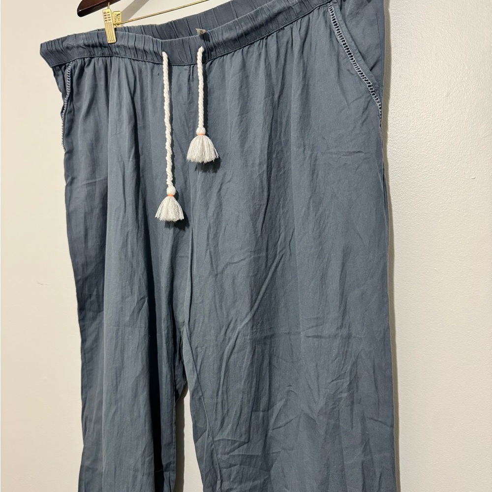 PACT Women's Pants, Pull On Drawstring Wide Leg Gray Cropped, Size XXL Cotton - Picture 2 of 8